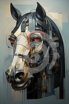 portrait of a horse. abstract wall art. painting in the interior. a modern poster.