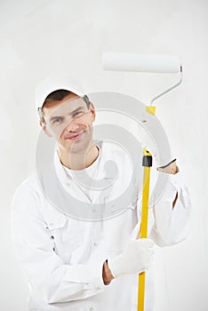 Portrait of house painter worker photo