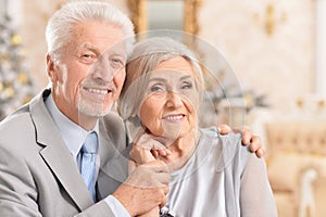 Portrait of hugging senior couple