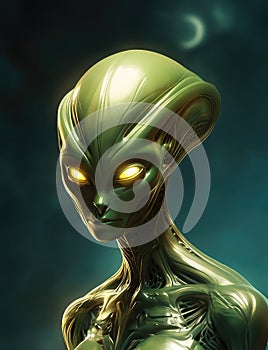 Portrait of a humanoid alien creature