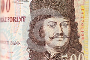 Portrait on hungarian 500 Forint bill