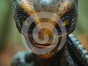 Portrait image of Alien closeup face