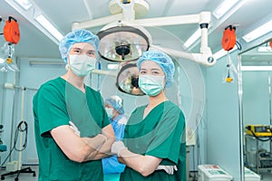 Portrait images of A team of Asian doctors, male and female surgeons