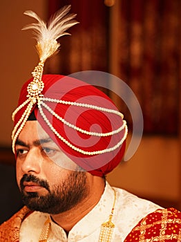 Portrait of Indian Punjabi groom ready for marriage.