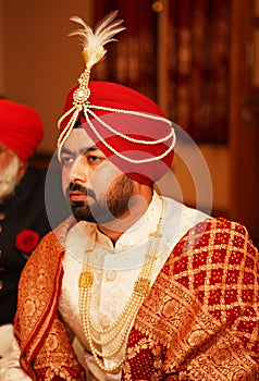 Portrait of Indian Punjabi groom ready for marriage.