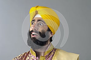 Portrait of Indian sikh man with bushy beard photo