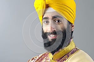 Portrait of Indian sikh man with bushy beard photo