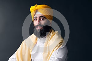 Portrait of Indian sikh man with bushy beard photo