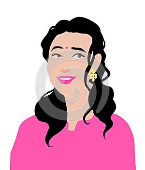 Portrait of indian woman, vector illustration