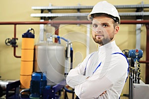 Portrait of industrial engineer on gas and oil plant