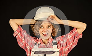 Portrait of an industrial engineer. girl working engineering in industry. Female engineer in hardhat. woman architect in