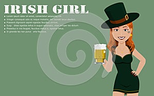 Portrait of Irish girl holding a glass of beer