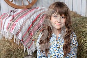 Portrait irl villager in wooden vintage hayloft