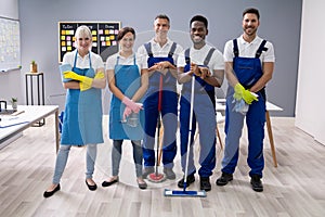 Portrait Of A Janitors In The Office