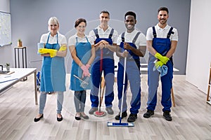 Portrait Of A Janitors In The Office