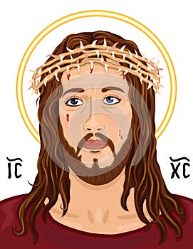 Portrait of Jesus Christ with Christogram photo