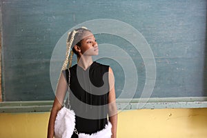 portrait of joyful young teenager african american outdoor