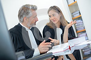 Portrait judges in discussion
