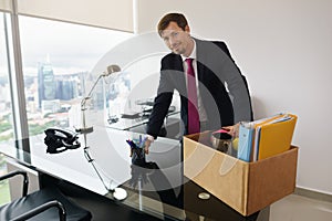 Portrait Just Hired Business Man In New Office Smiles At Camera