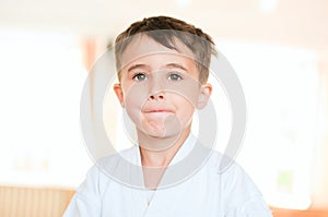 Portrait of karate boy training