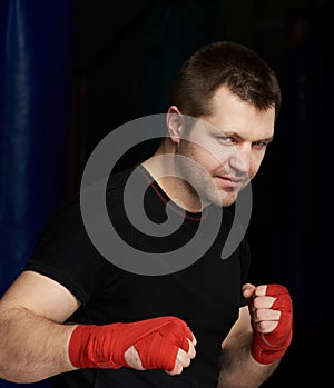 Portrait of kickboxing man