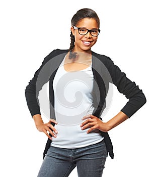 Portrait, kids and fashion with an indian girl in studio isolated on a white background with a carefree attitude