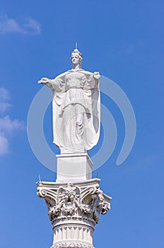 Portrait, Lady Victory on top of war monument, Yorktown, VA, USA