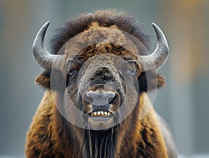 Portrait of large bison, wild life