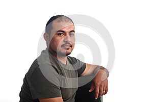 Portrait of a latin man on white