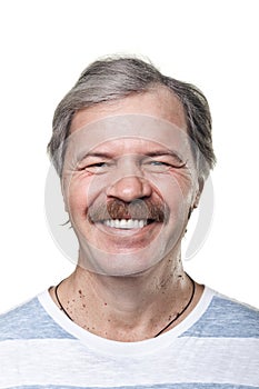 Portrait of laughing cheerful mature man isolated