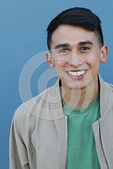 Portrait of a laughing Hispanic guy - Stock image