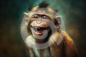 Portrait of a laughing monkey