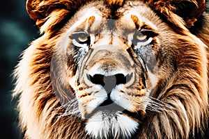 portrait of a lion, close upportrait of a lion, close upclose up portrait of lion face, lion head with big eyes
