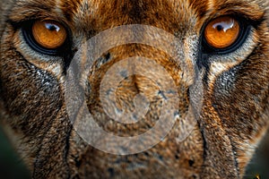 Portrait of a lion's muzzle in close-up. The Lion's head