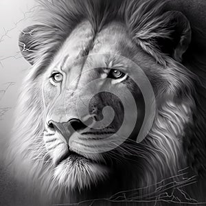 Portrait of a Lion in sketch style