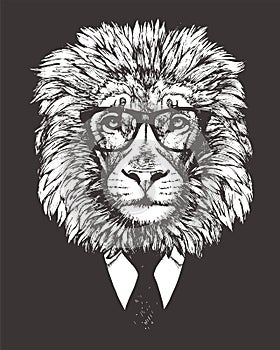 Portrait of Lion in suit.