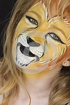 Portrait of Lion woman faceart photo