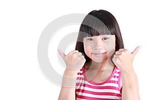 Portrait of little asian girl thumb up