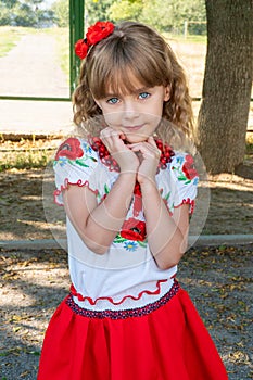 Portrait of a little beautiful preschool girl