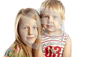 Portrait of little boy and girl