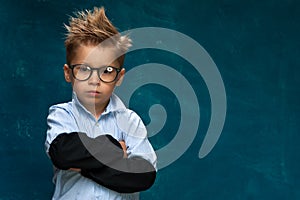 Portrait of little boy wearing eyeglasses