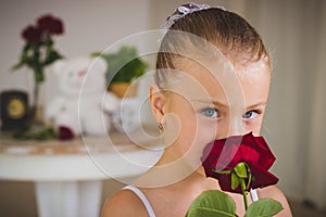 Portrait of little cute ballerina swing