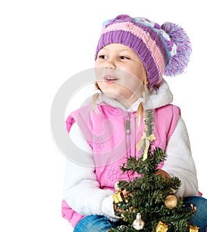 Portrait of a little girl dressed in winter clothes photo