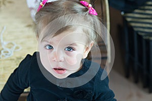 Portrait of a little girl with green eyes