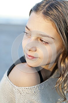 Portrait little girl looking to the right