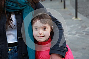 Portrait of little girl with parent