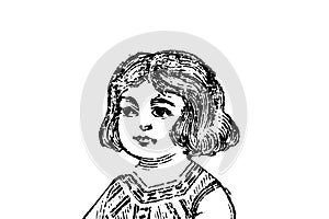 Portrait of a little girl - Vintage Illustration