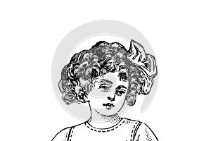 Portrait of a little girl - Vintage Illustration