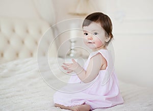 Portrait of a little sweet girl at home