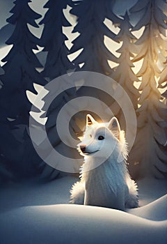 Portrait of little white wolf